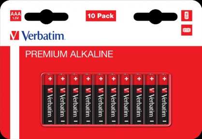 Set 10 baterii AAA LR3 alcaline, Verbatim 49874